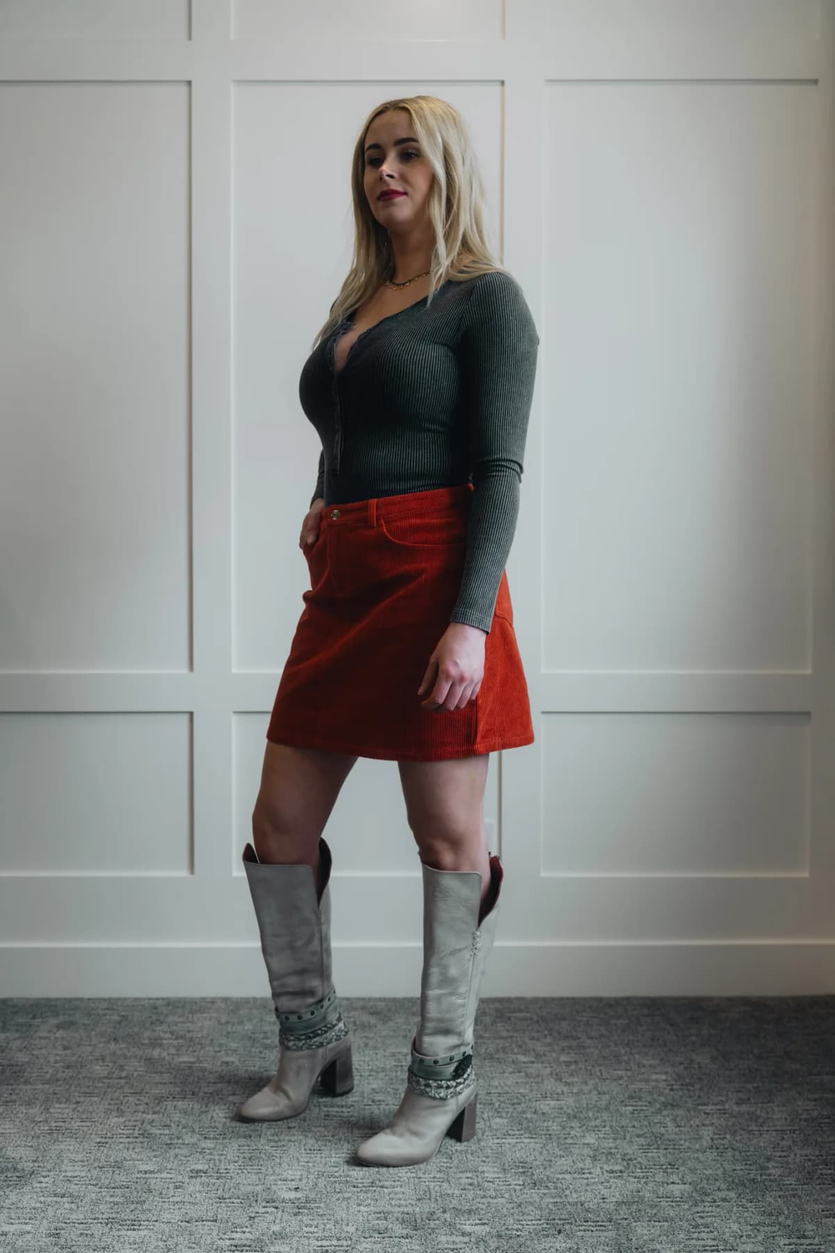 Kori Basic Corduroy Mini Skirt Rust
