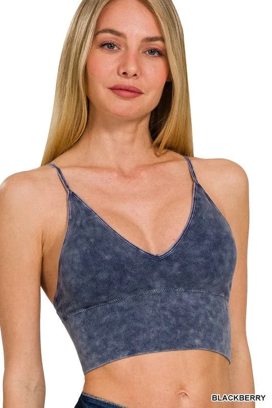Washed Ribbed Seamless Bra Padded Tank Top Zenana Muliple Colors