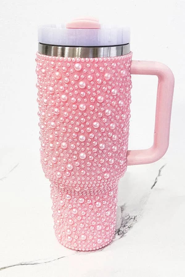 40 oz Pink Pearl Studded Tumbler
