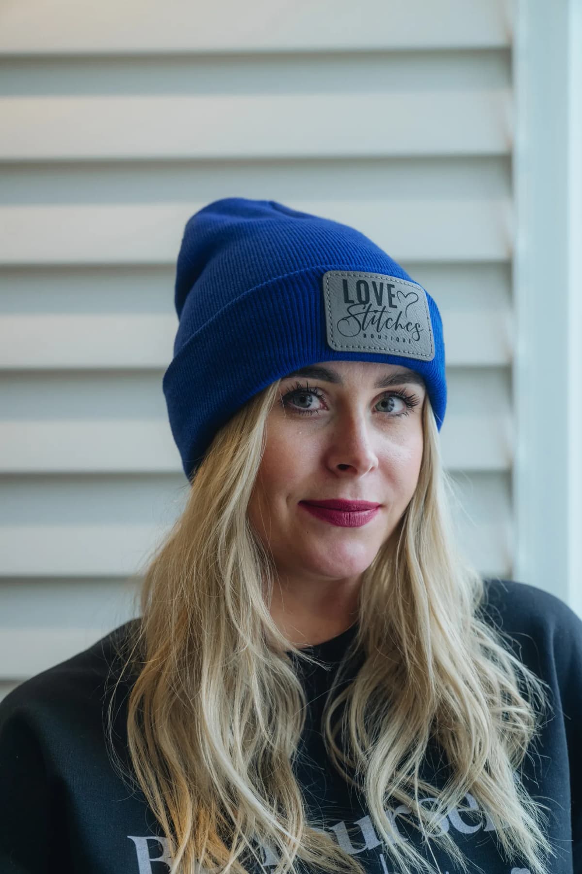 Boutique Beanie Winter Hats Love Stitches Logo Lasting Impressions CT(Dk Blue)