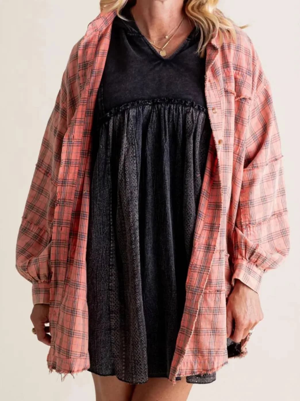 Plaid Shirt Oversized Long Shacket