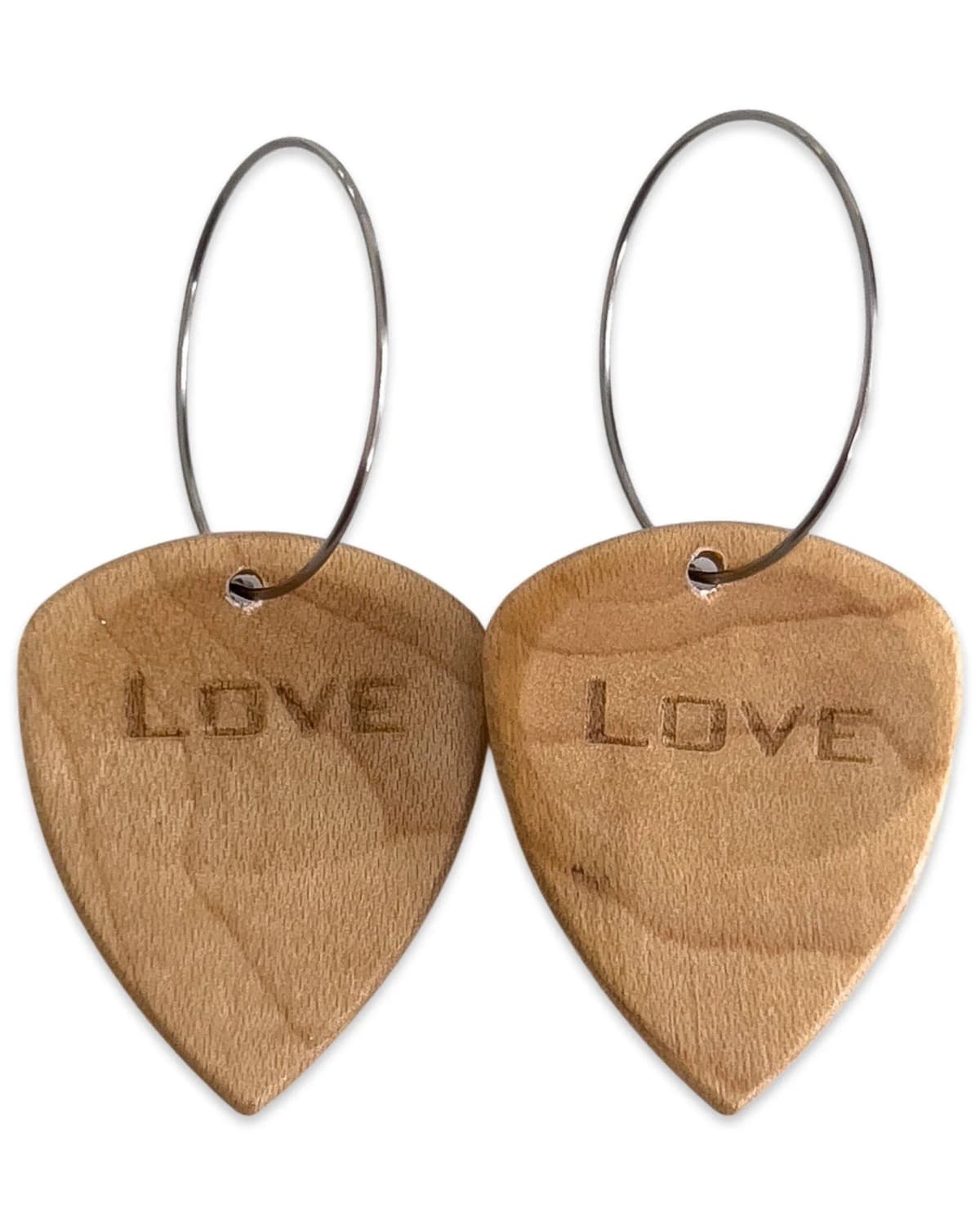 Groupie Love Maple Wood Reversible Single Guitar Pick Earrings