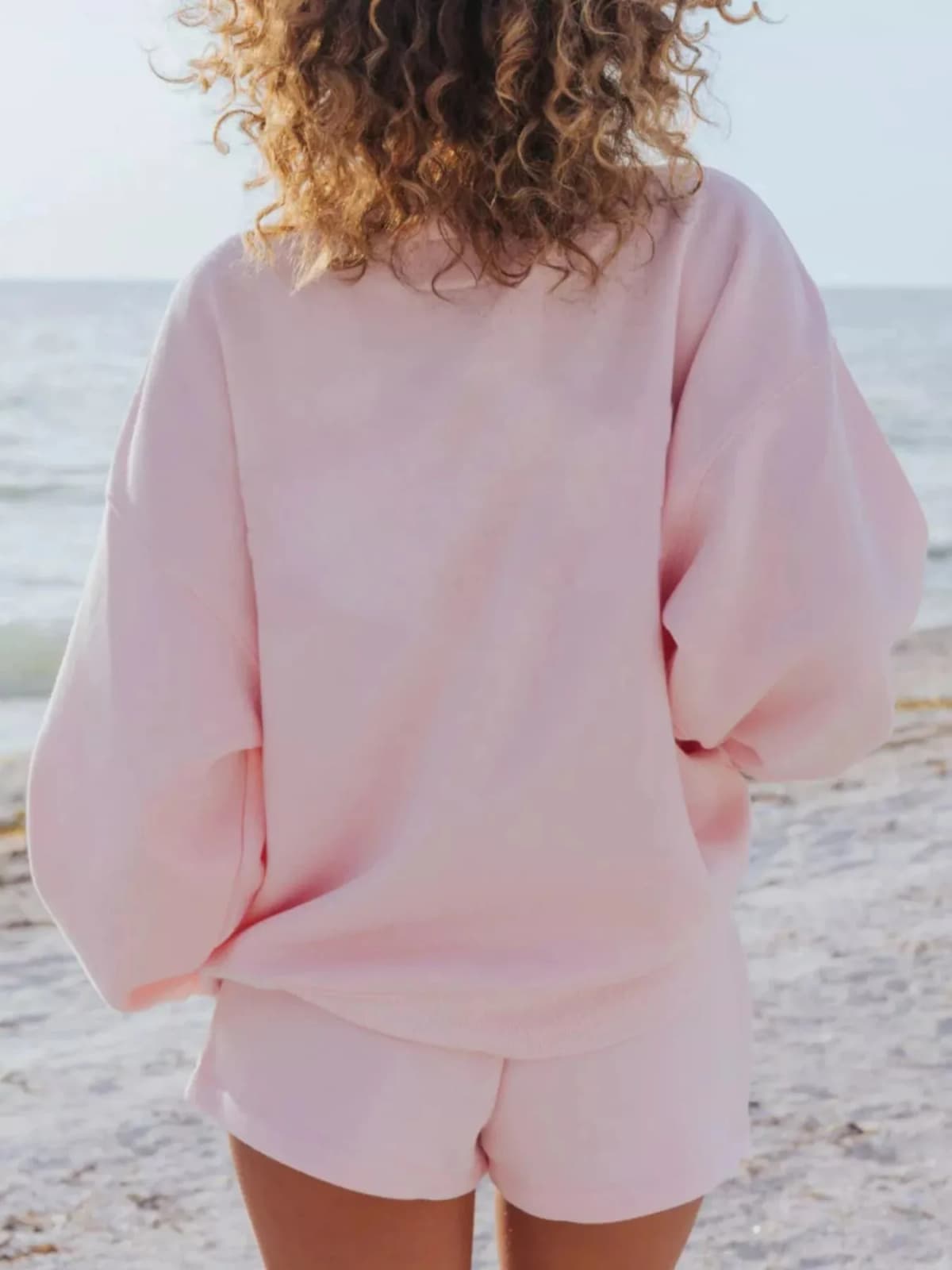 Relaxed Fit Round Neck Sweatshirt and Shorts Set Multiple Colors