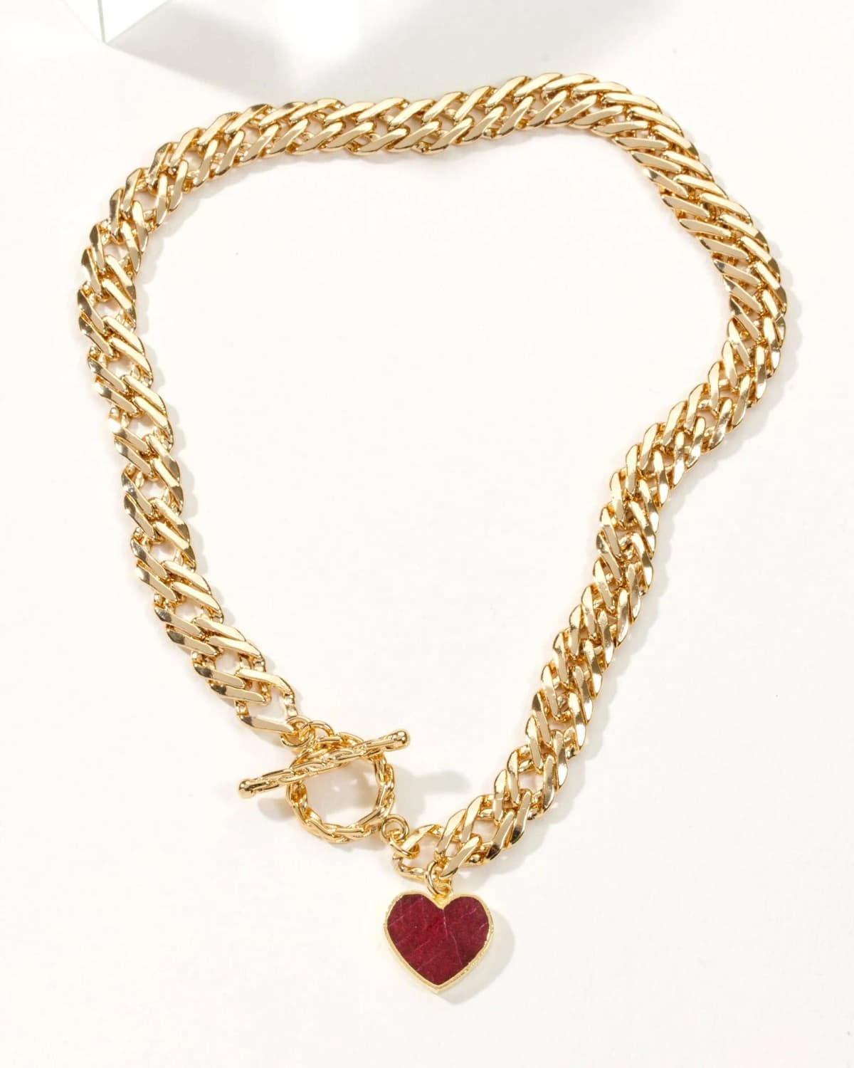 Luna Norte Heart of Gold Toggle Necklace - Ruby