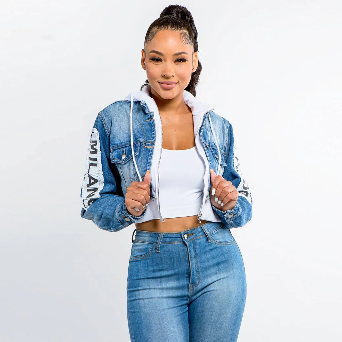 Tour Patch Denim Jacket with Hoodie