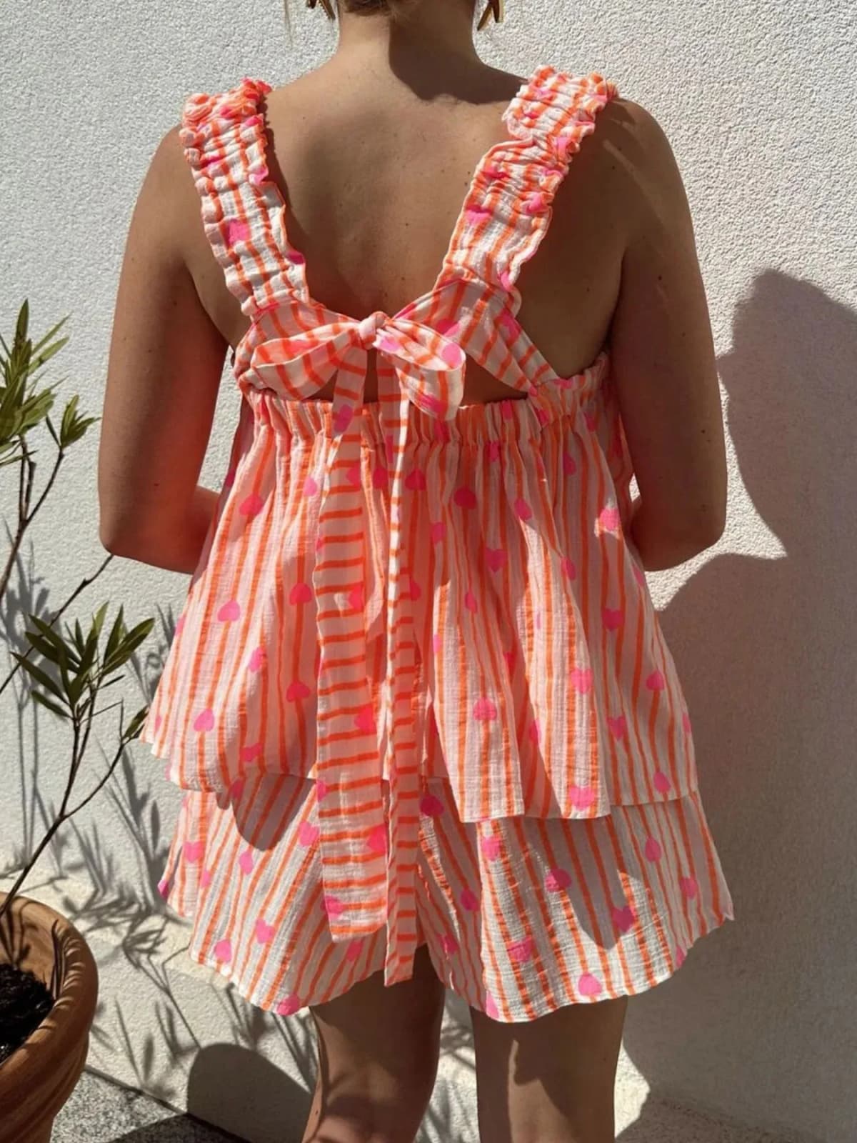 Striped Heart Cami Top and Shorts Set Multiple Prints