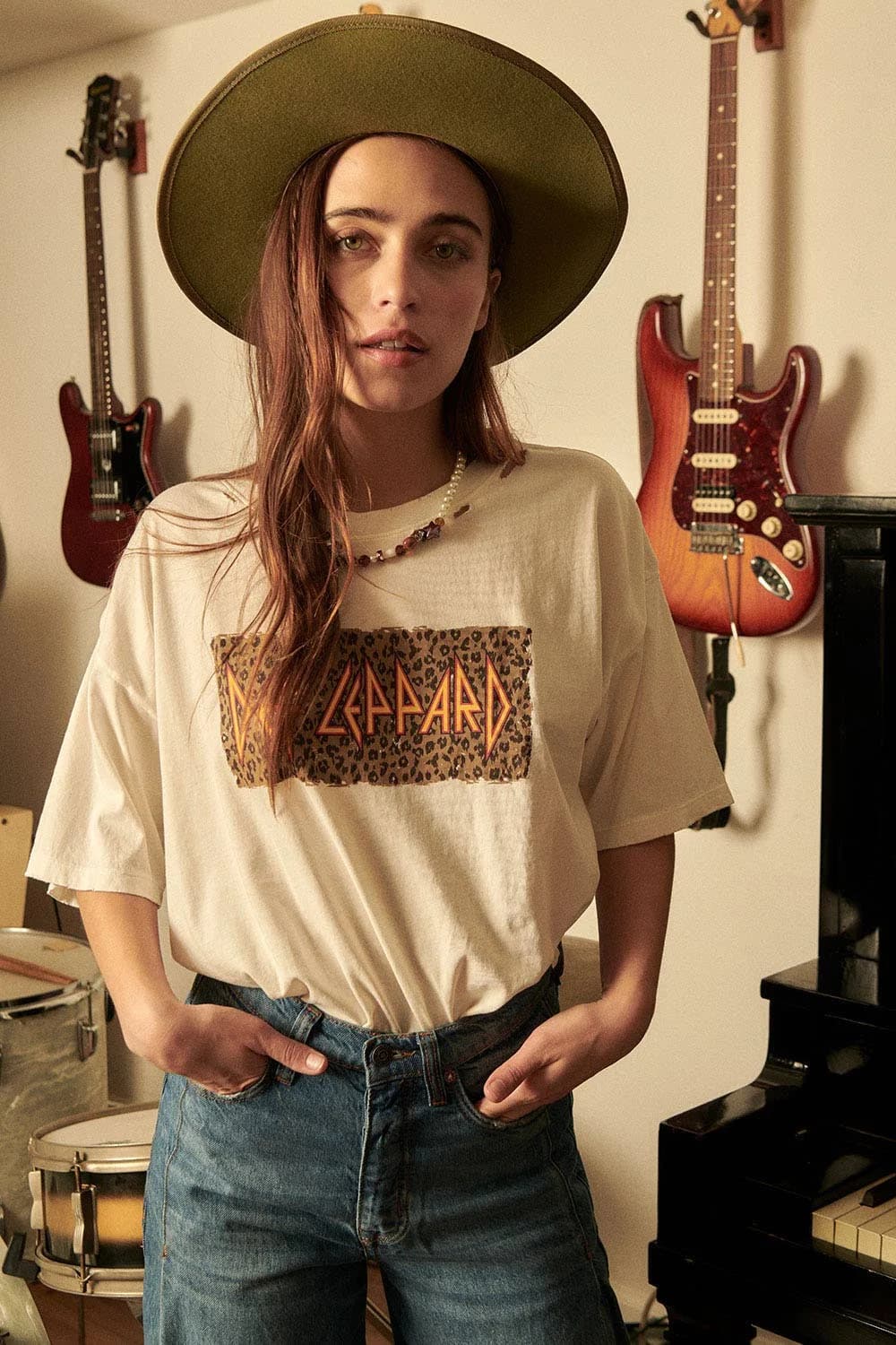 Def Leppard Leopard Print Oversized Graphic Tee by Promesa