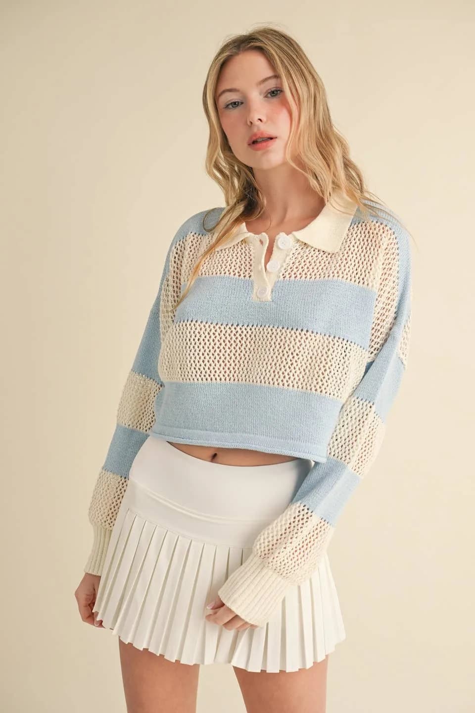 Striped Knit Rugby Sweater by Kimberly C Multiple Colors