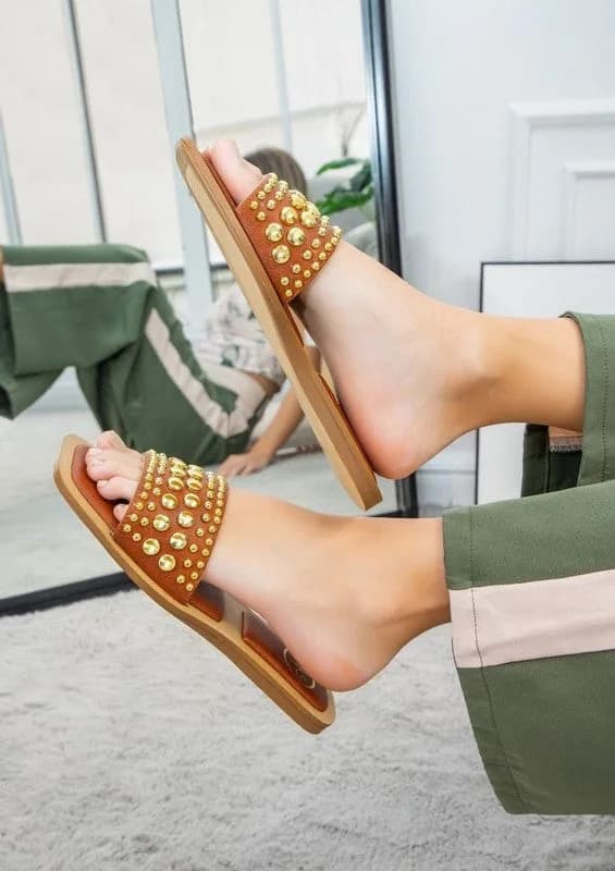 Gia Summer Sandals with Studs Flats In Multiple Colors