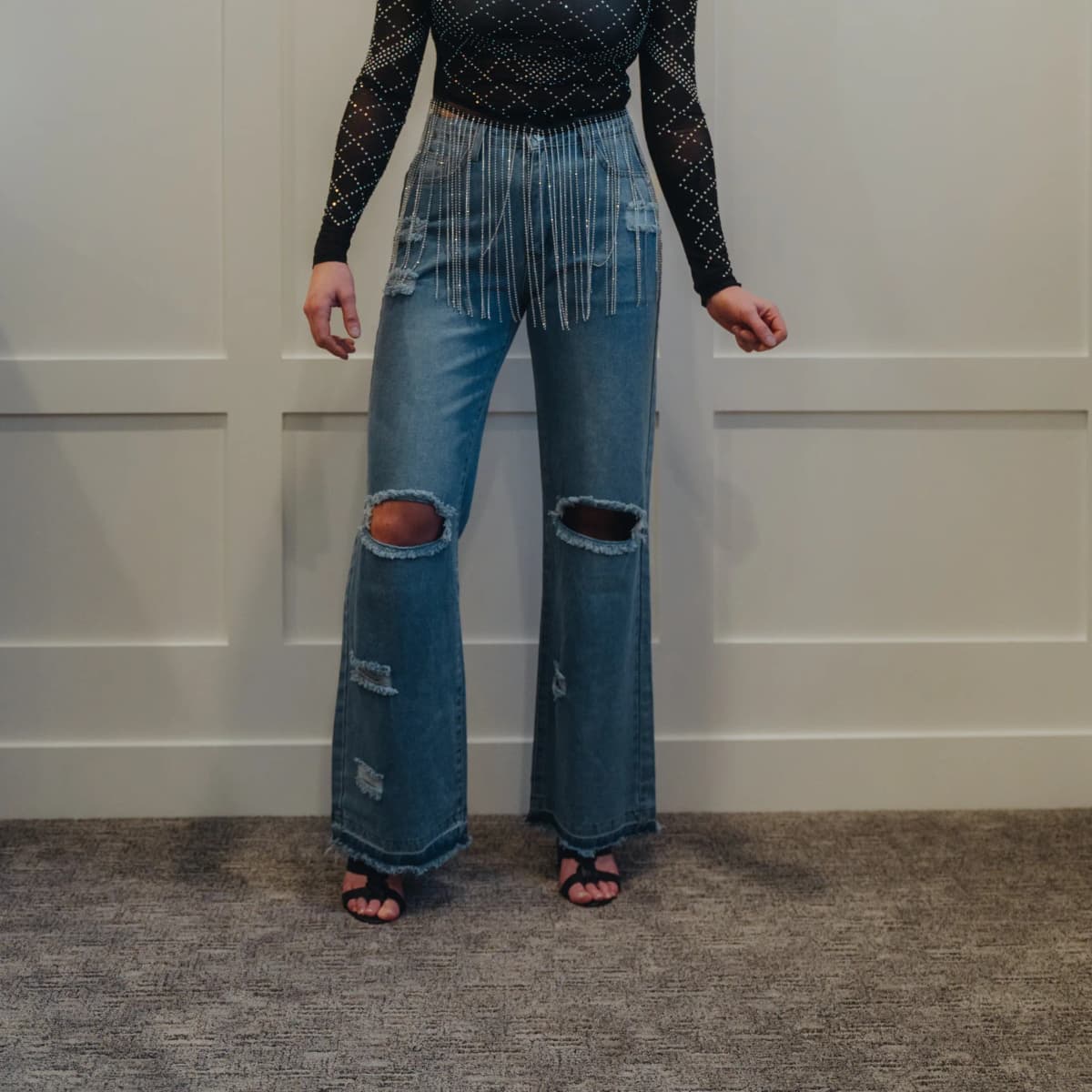 Fashion Ripped Straight Leg Jeans Hiddenbrand