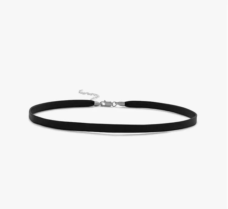 Soft Black Leather Choker Necklace