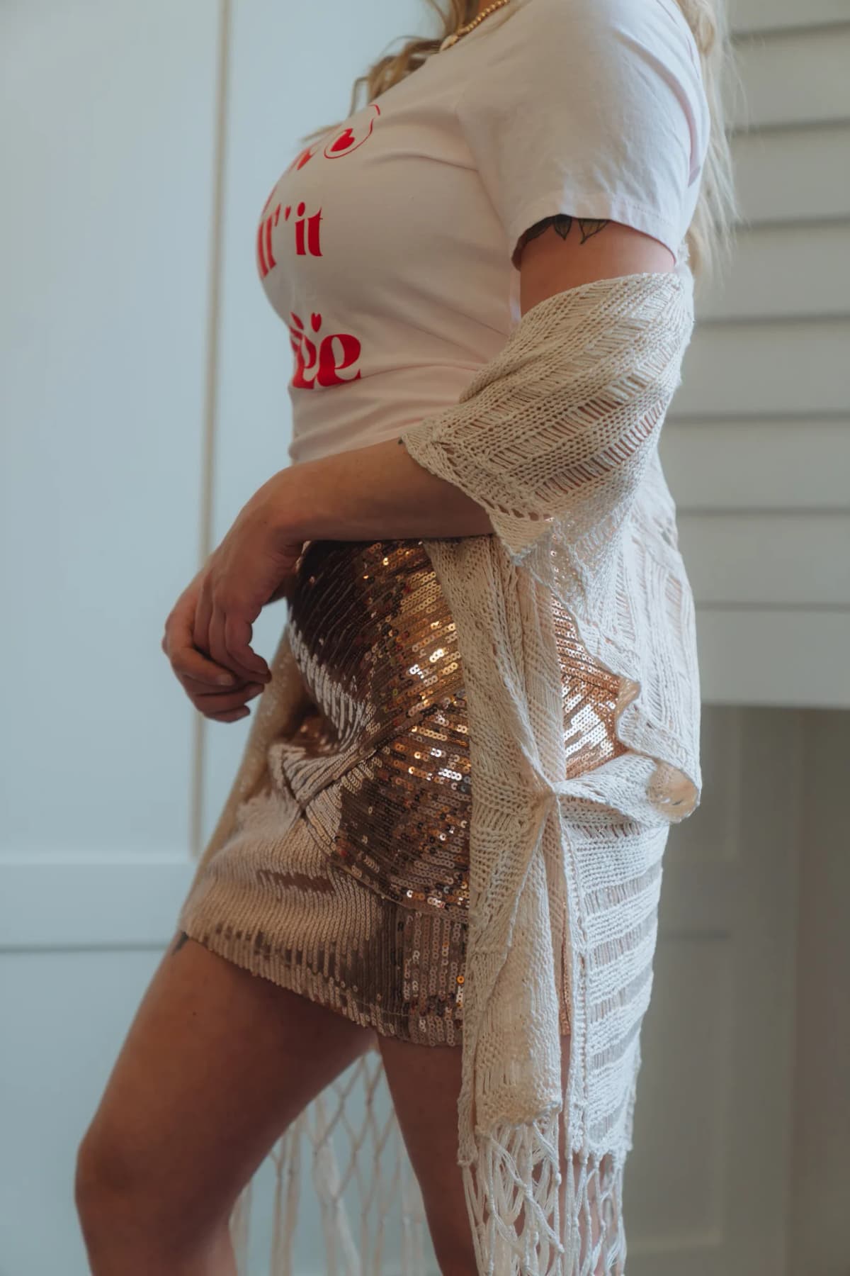 Bohemian Inspired Crochet Knit Cardigan with Fringe Kori