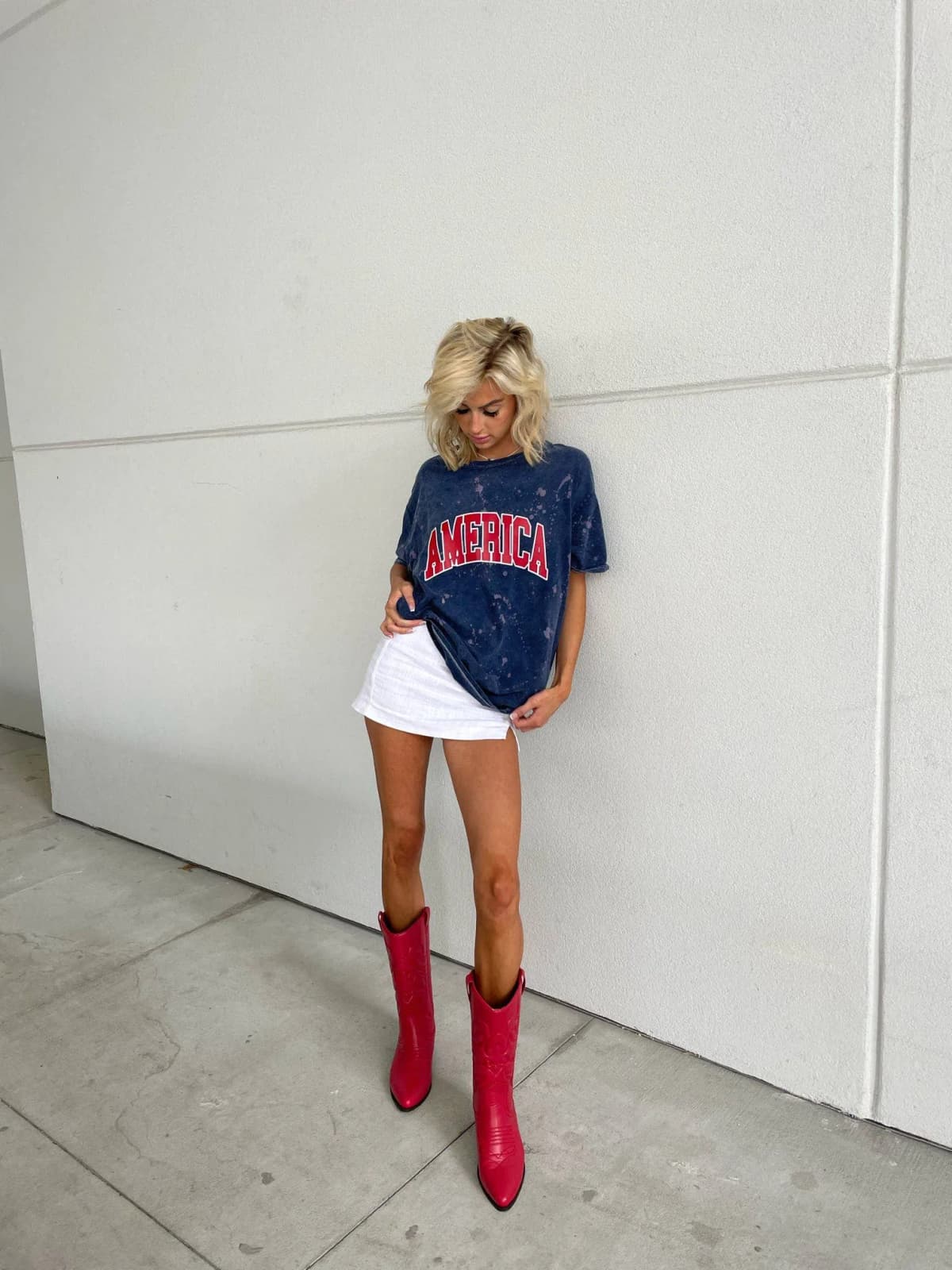 America Bleached Tee Distressed Vintage Couture
