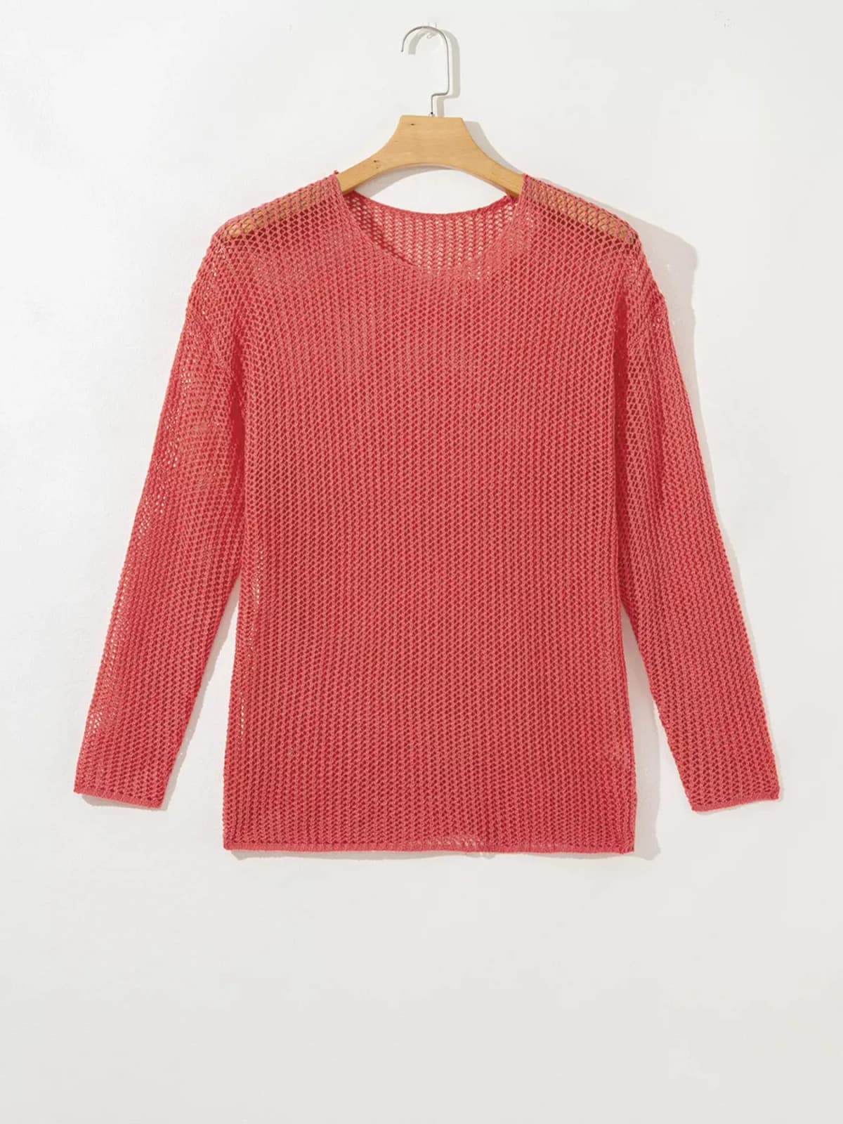 Crochet Hollow Out Long Sleeve Knit Top