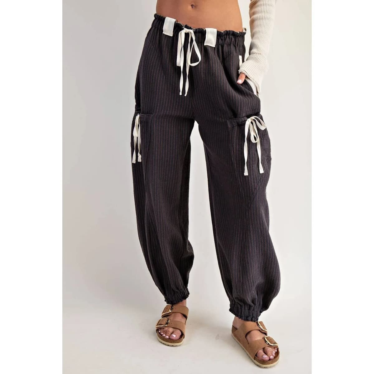 New* Striped Jogger Pants Chocolate
