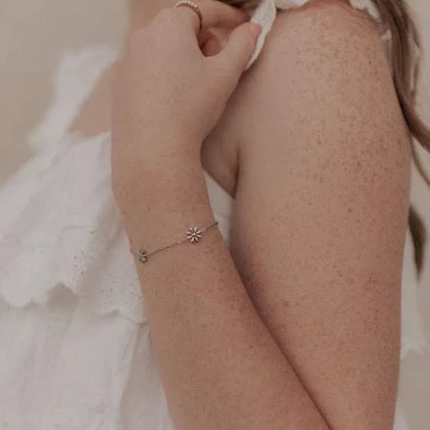 Anna Floral Bracelet Gold or Silver by Mauve