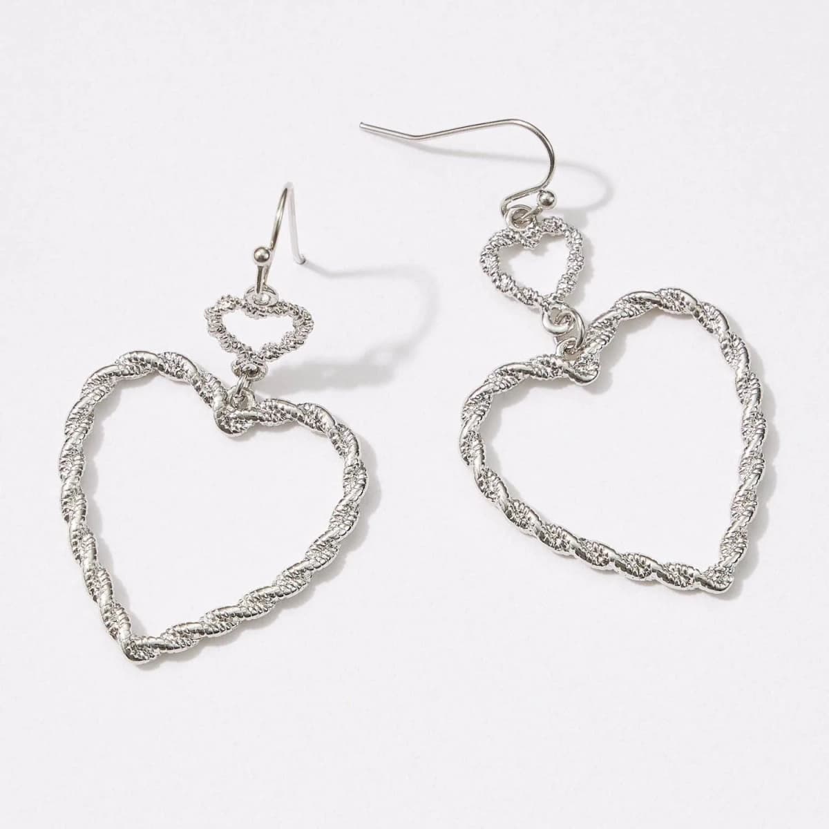 Twisted Metal Heart Shaped Dangling Earrings