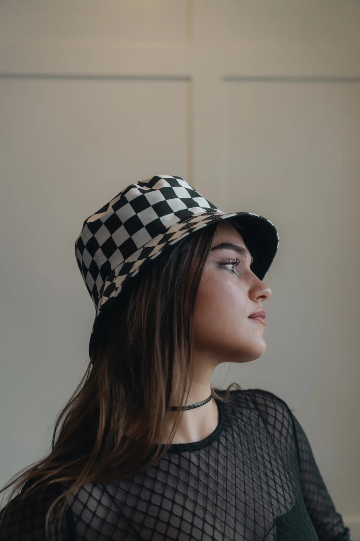 Checker Reversible Bucket Hat Black and White Shop Neighbors