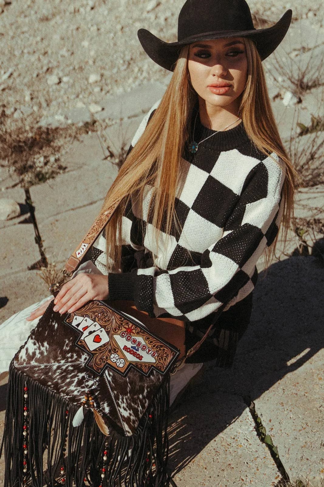 Cowboys And Rodeos Fringe Bag A Haute Southern Hyde by Beth Marie Exclusive