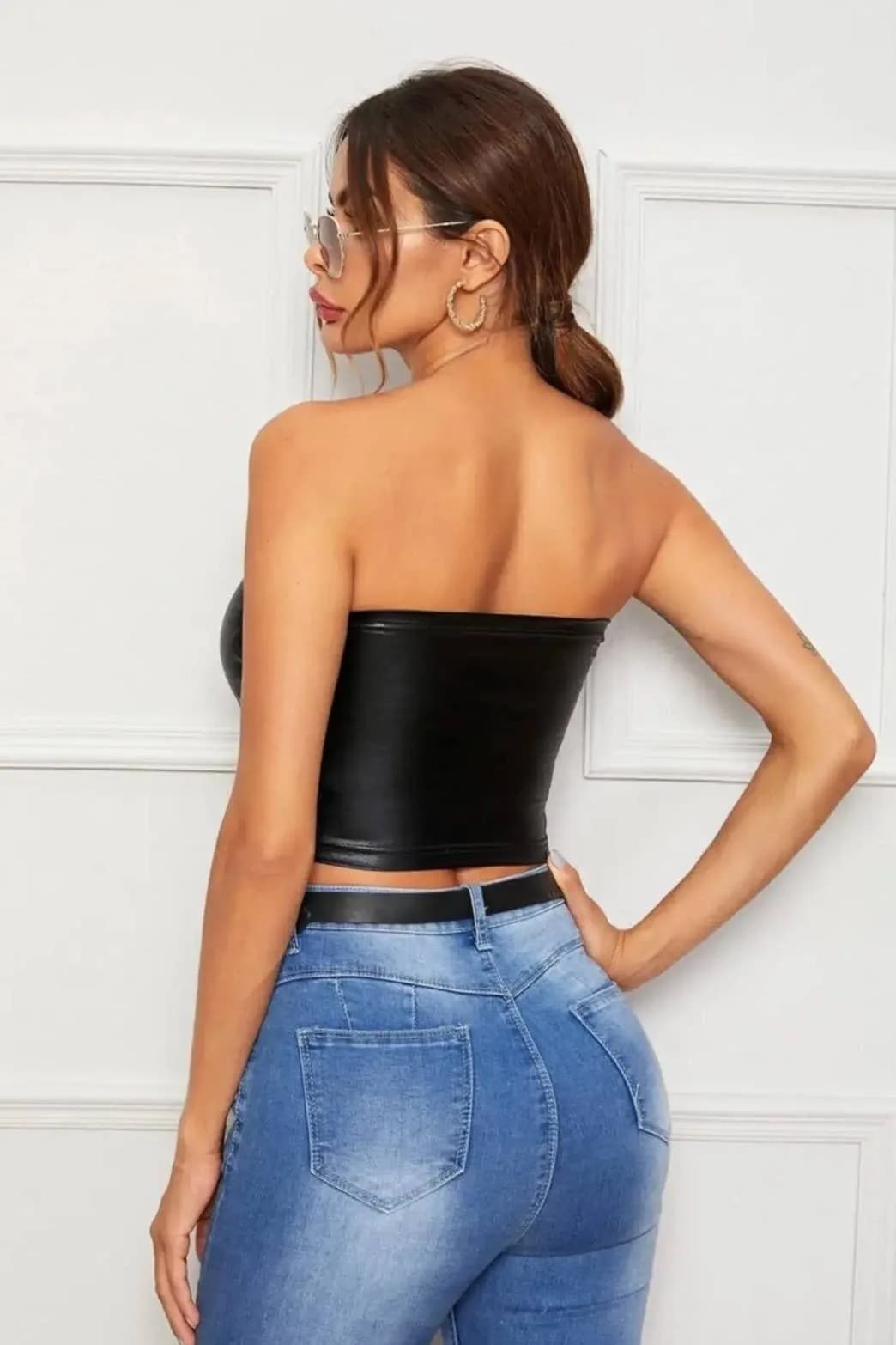 Faux Leather Tube Bandeau