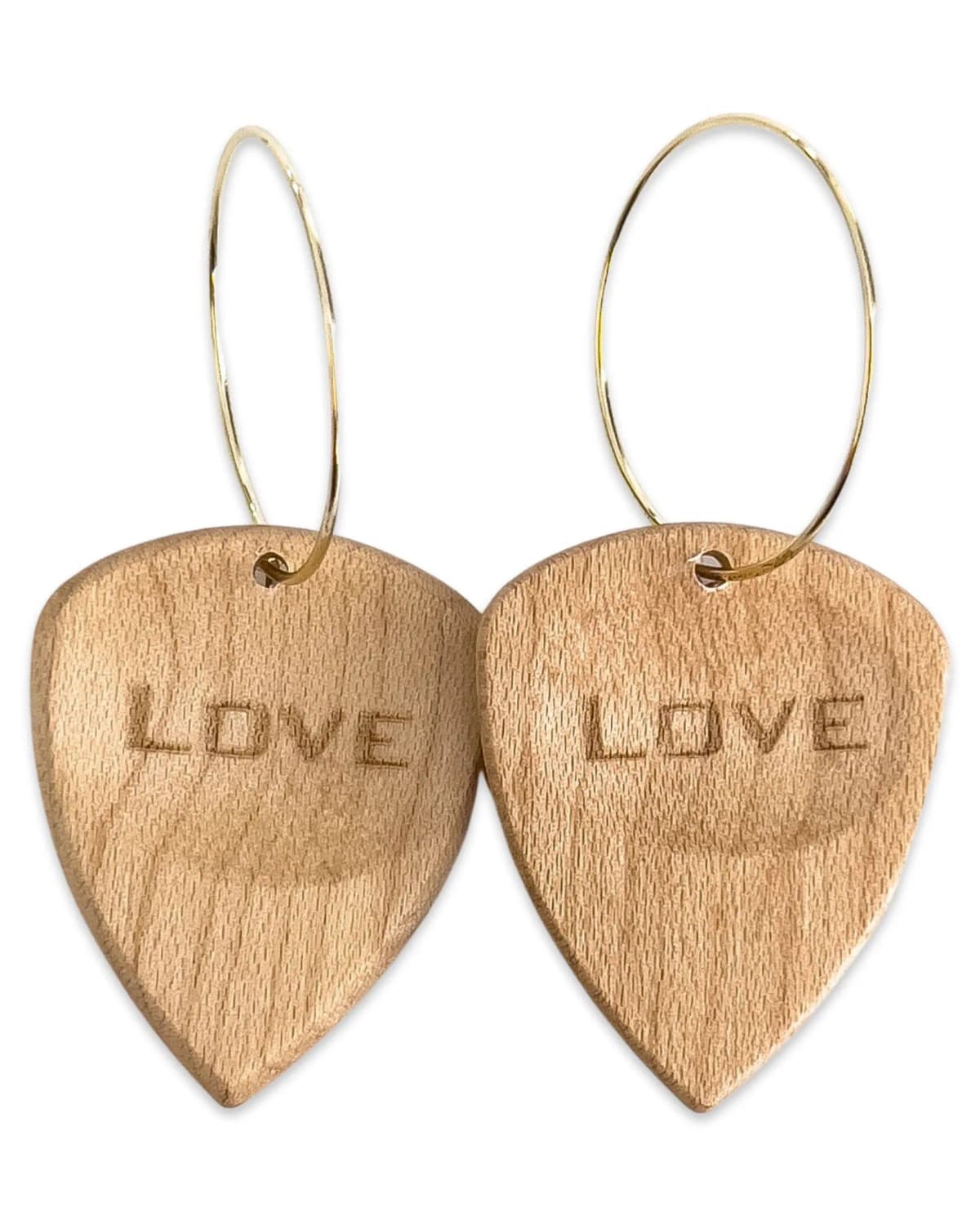 Groupie Love Maple Wood Reversible Single Guitar Pick Earrings