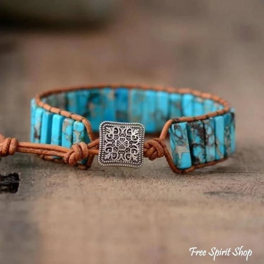 Turquoise Jasper Stone Tube Bracelet