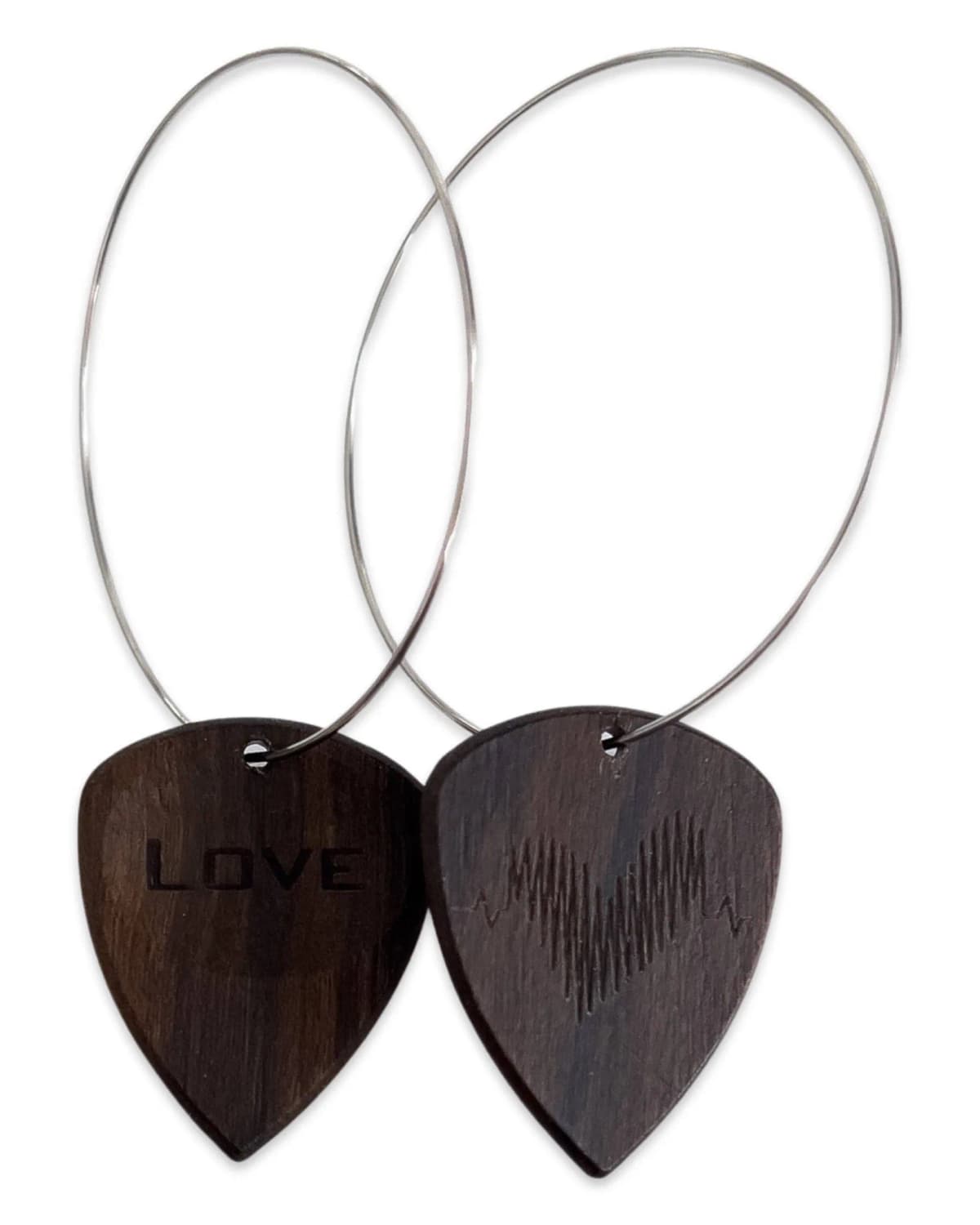 Groupie Love Chacate Preto Wood Reversible Single Guitar Pick Earrings 25MM