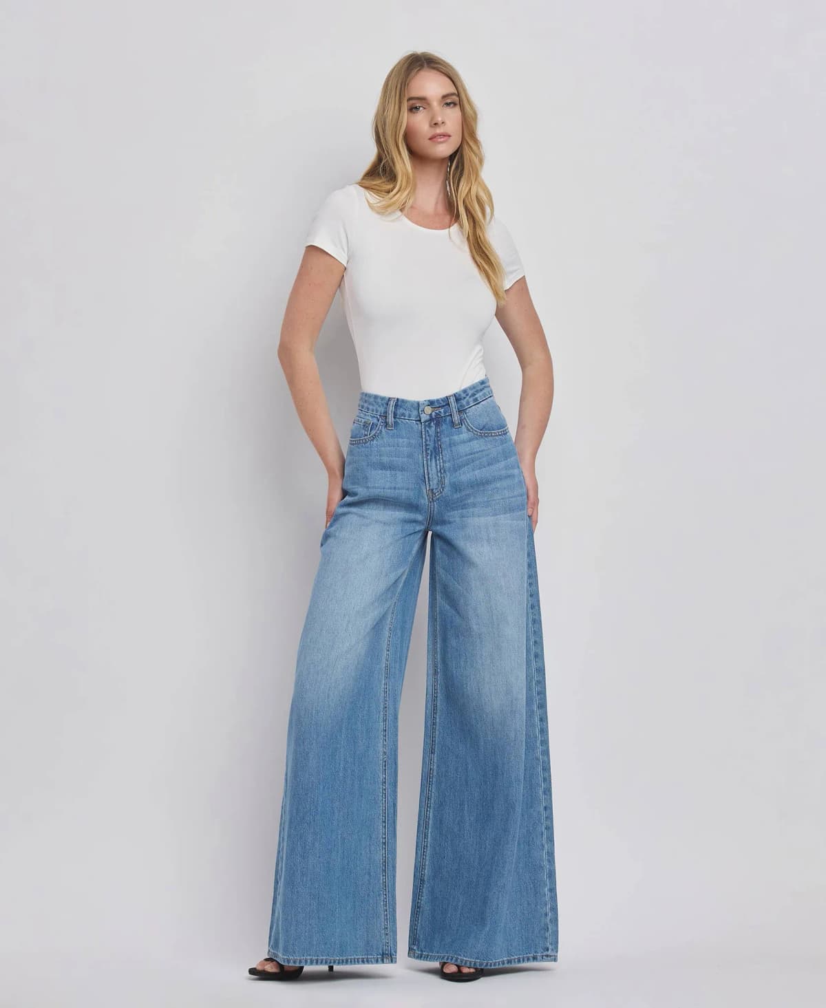 Olivia Kudos Super High Rise Wide Leg Jeans Vervet by Flying Monkey