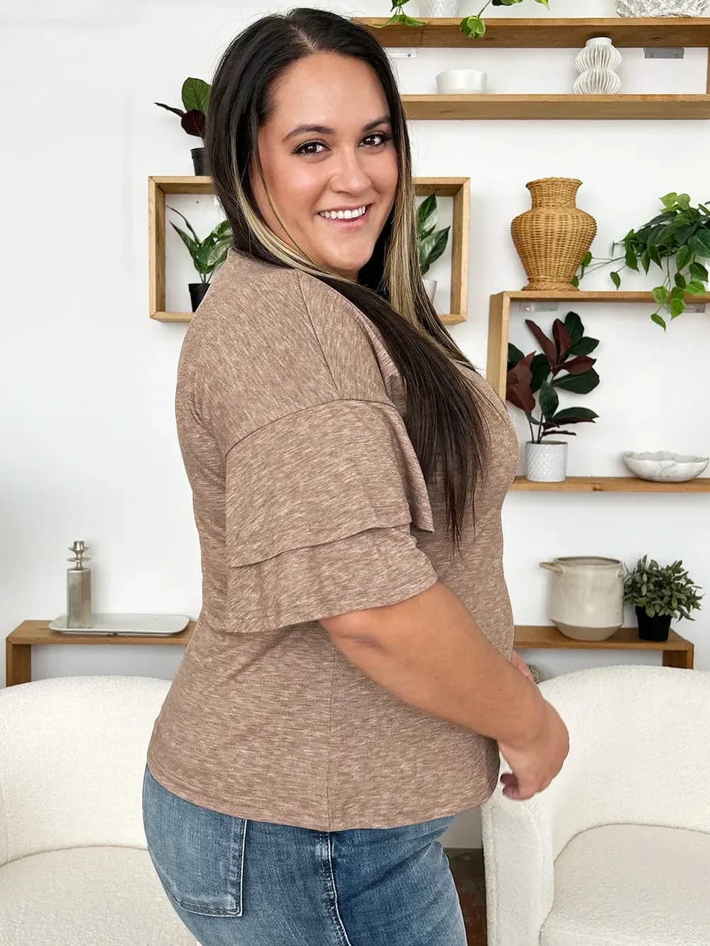 V-Neck Half Sleeve Blouse in Multiple Colors
