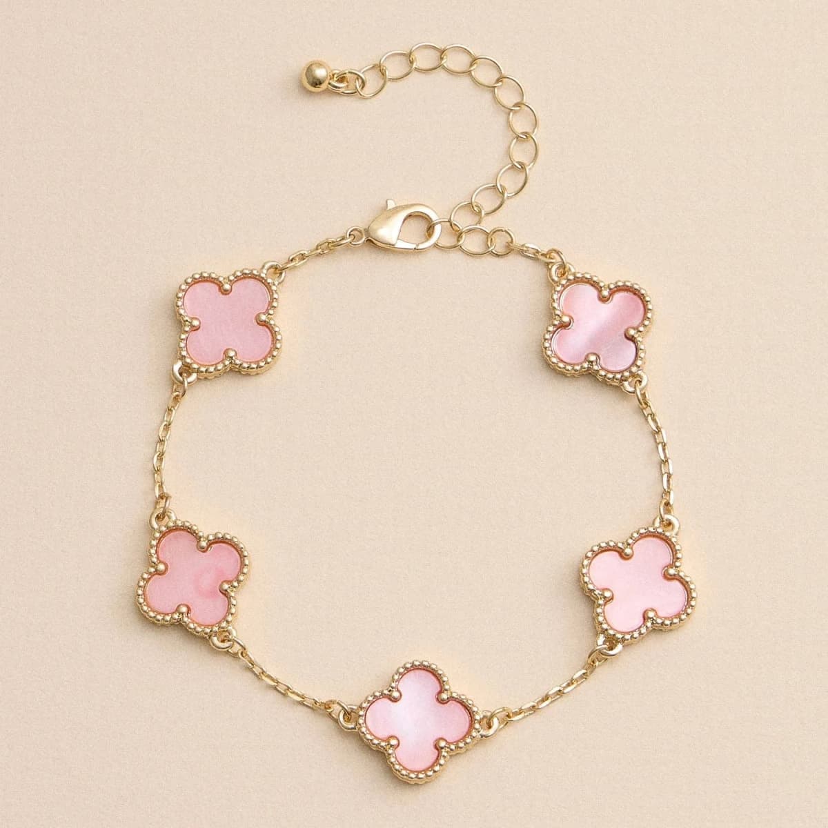 Colorful Shell Charm Bracelet with Gold Detailing: Blue/White