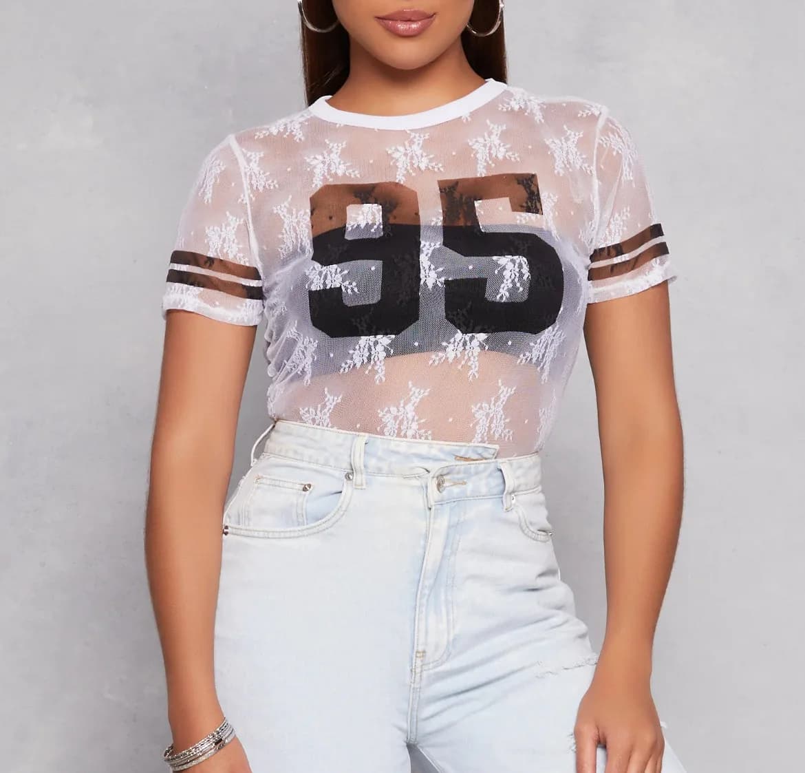 Numbered 95 Lace Striped Shirt