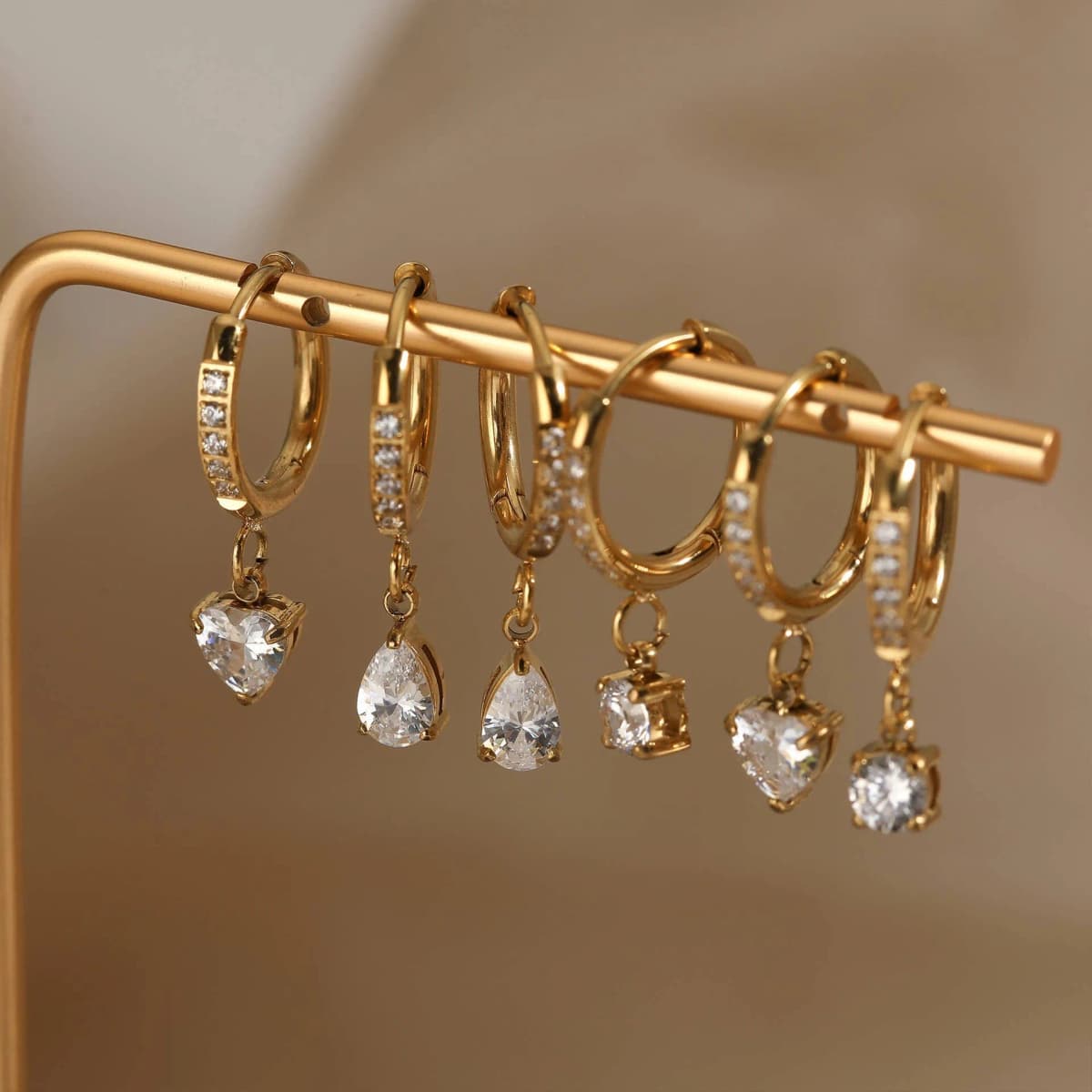 18K STAINLESS STEEL TARNISH FREE CRYSTAL EARRINGS