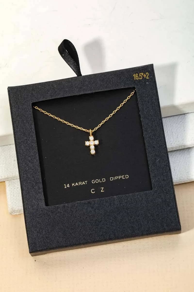 Secret Box Cz Mini Cross Charm Necklace Anarchy Street (Silver)