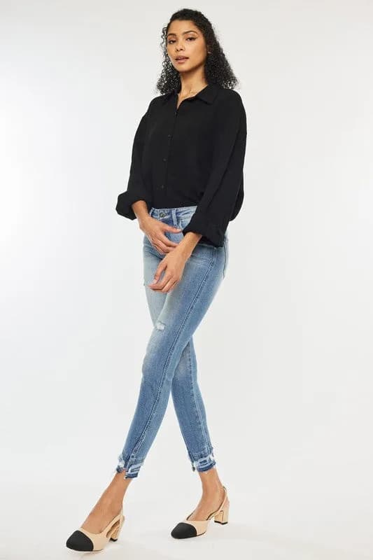 High Rise Skinny Ankle Jeans Light Wash by KanCan
