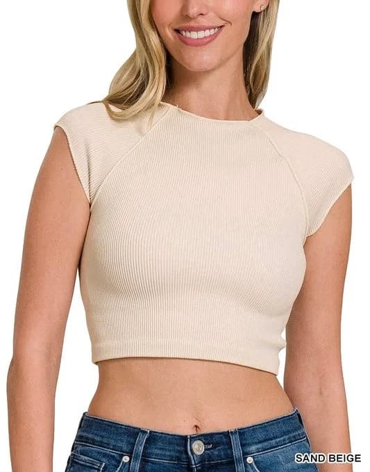 Ribbed Short Sleeve Seamless Soft Crop Top Zenana