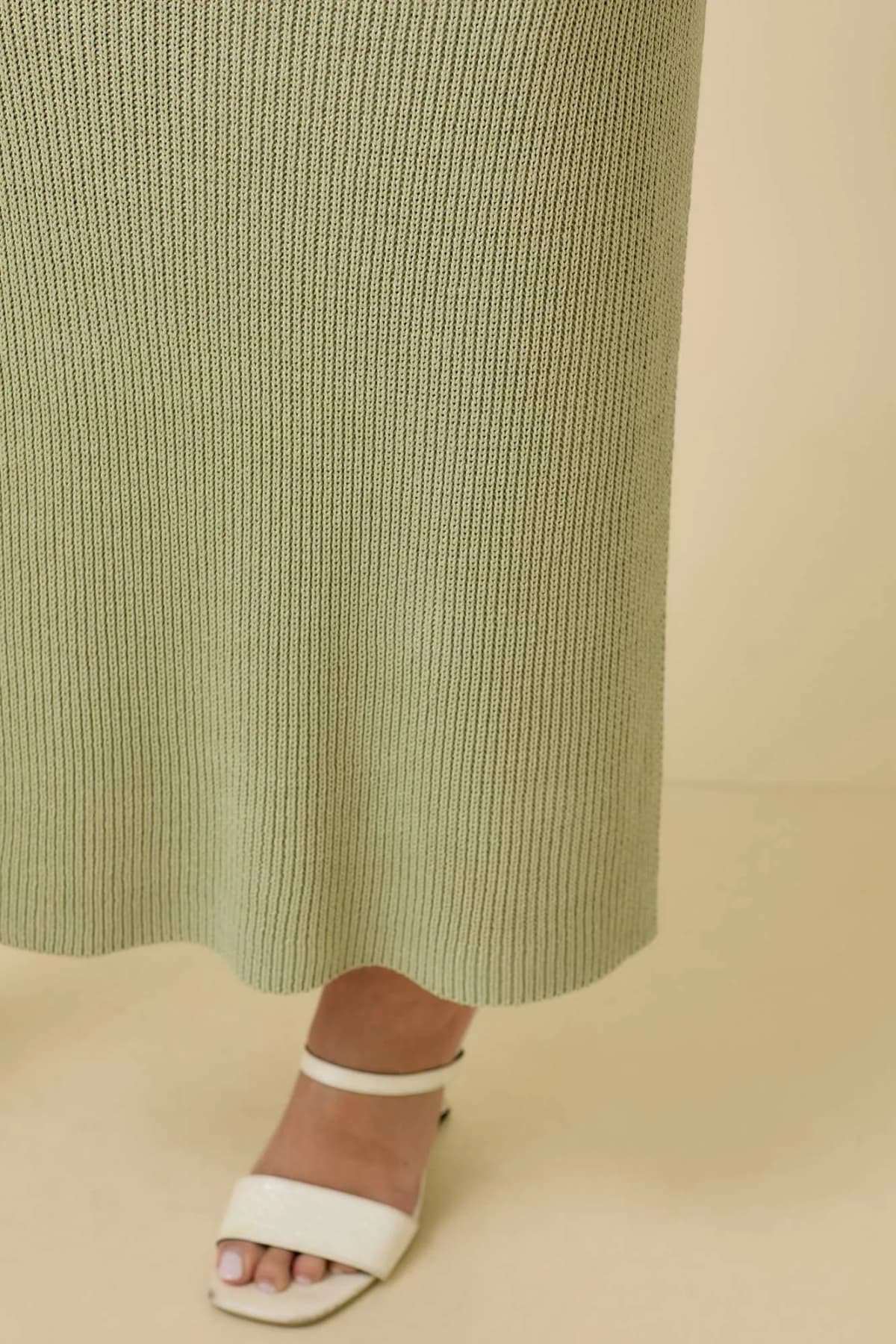Midi Sweater Knit Skirt With Side Slits