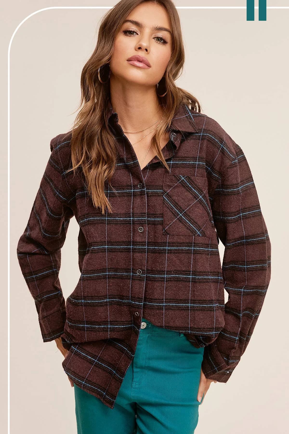 Loose Fit Button Down Soft Fabric Plaid Shirts