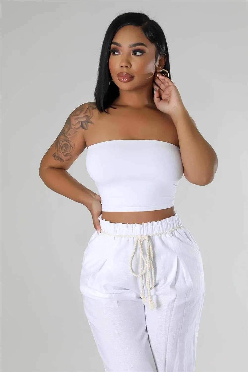 Double Layered Tube Crop Top 5besties inc (Tan)