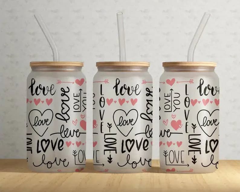 Valentines Day Love Hearts Seasonal 16oz Libbey Glass Tumbler