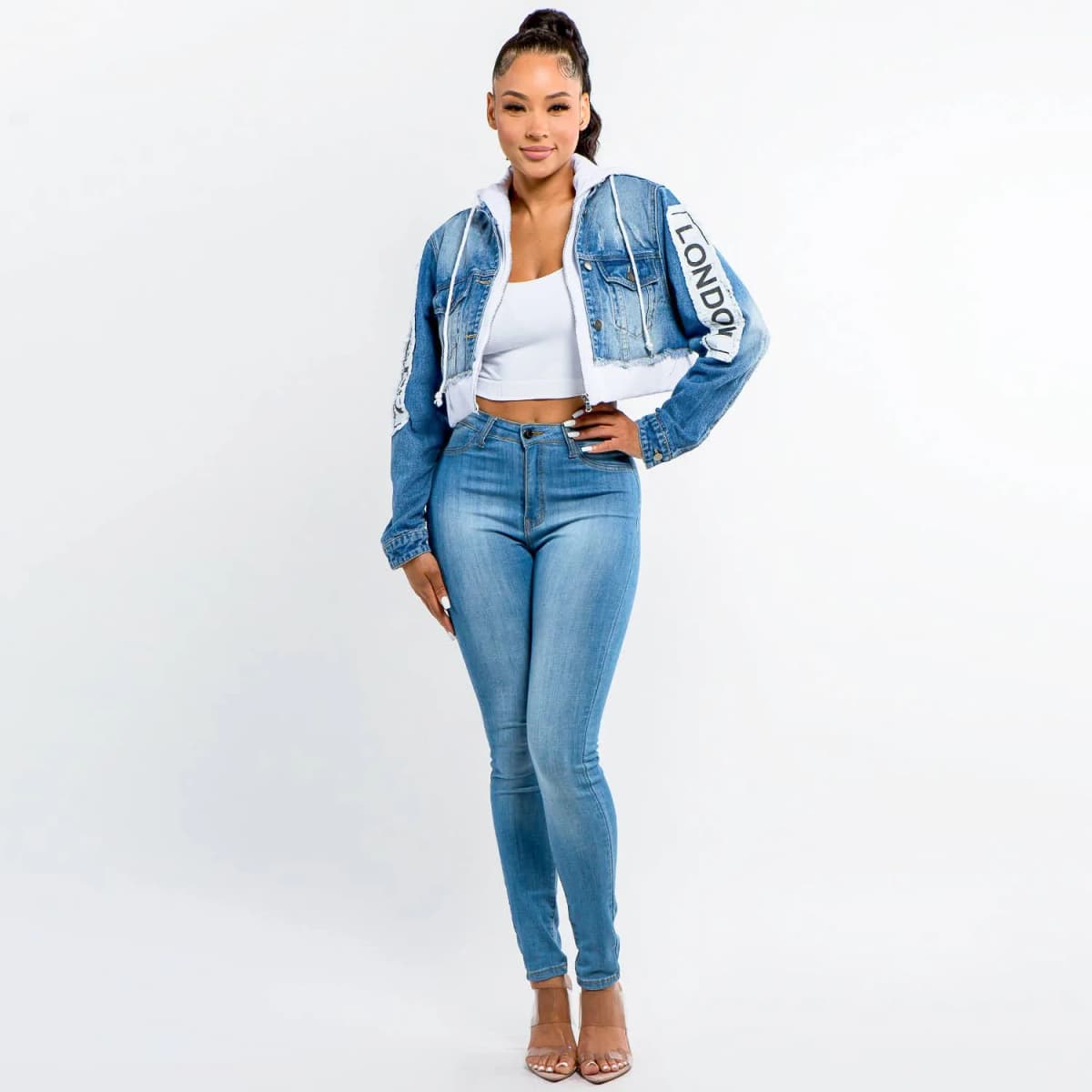 Tour Patch Denim Jacket with Hoodie