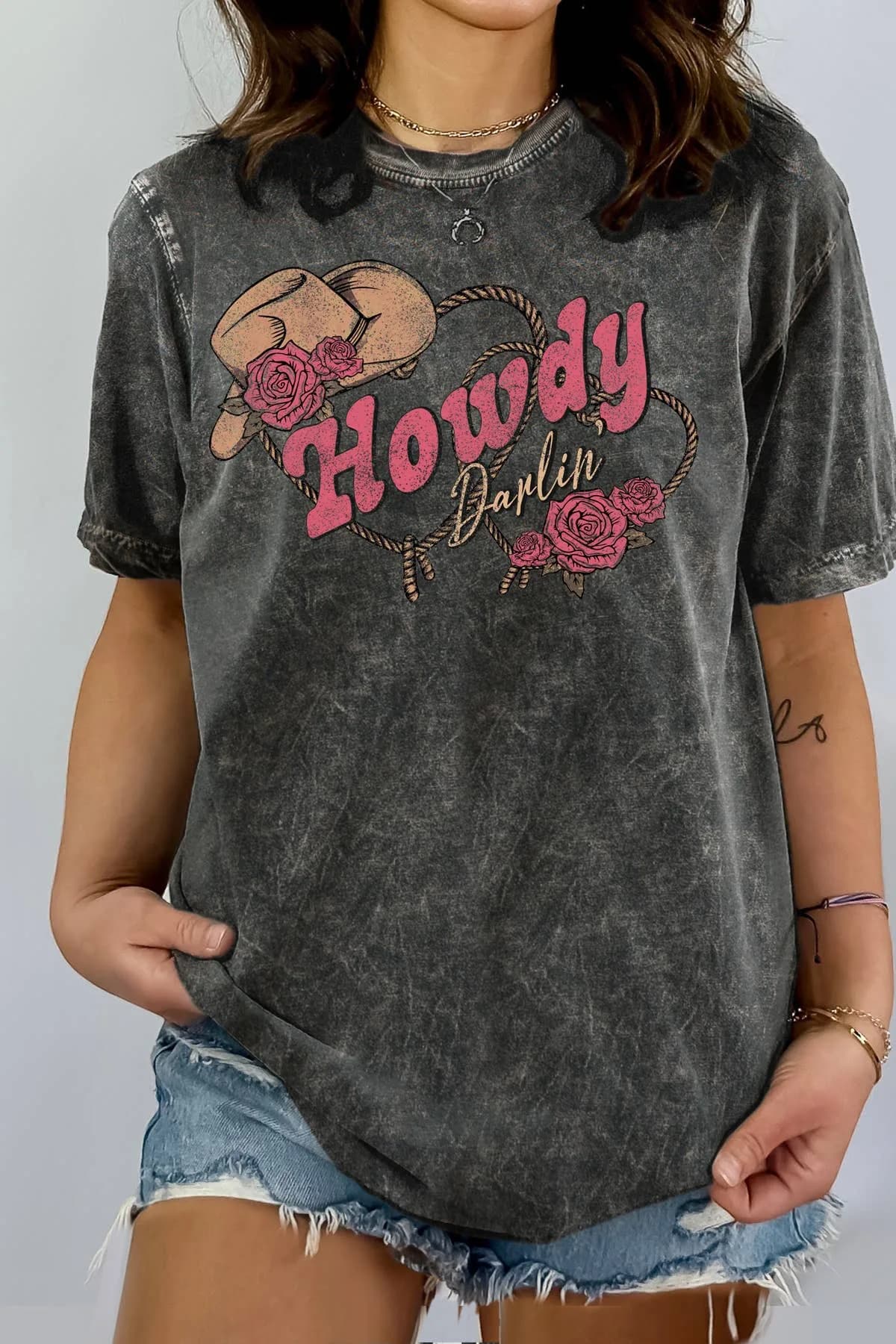 Howdy Darlin Mineral Wash T Shirt BouTeeQue Closet