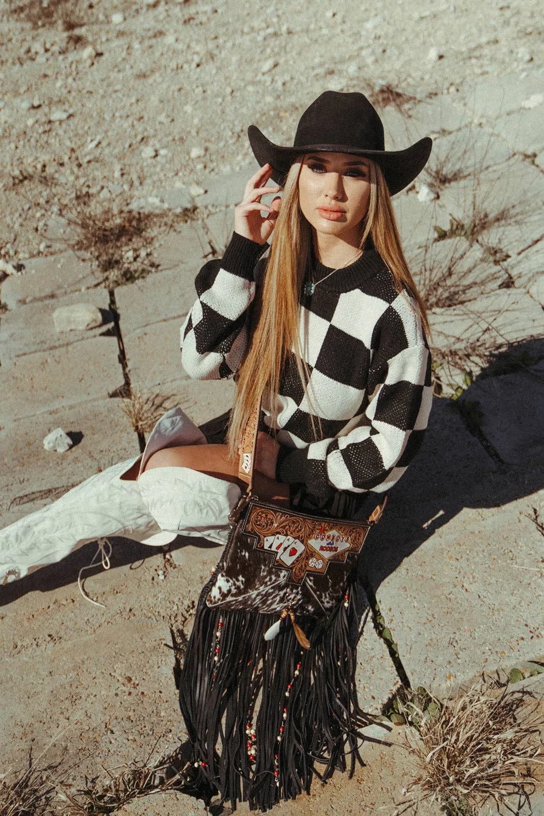Cowboys And Rodeos Fringe Bag A Haute Southern Hyde by Beth Marie Exclusive