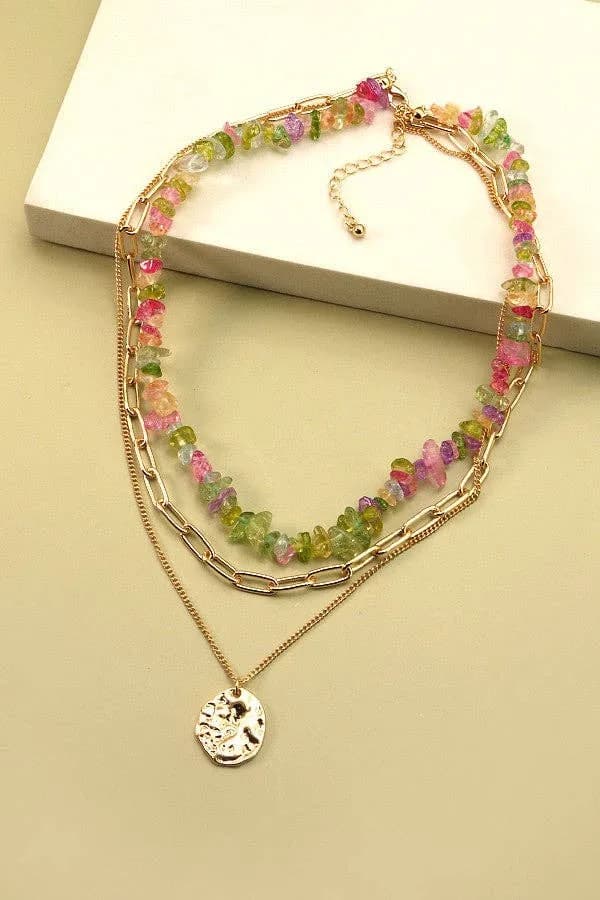 Precious Natural Stone Layer Necklace