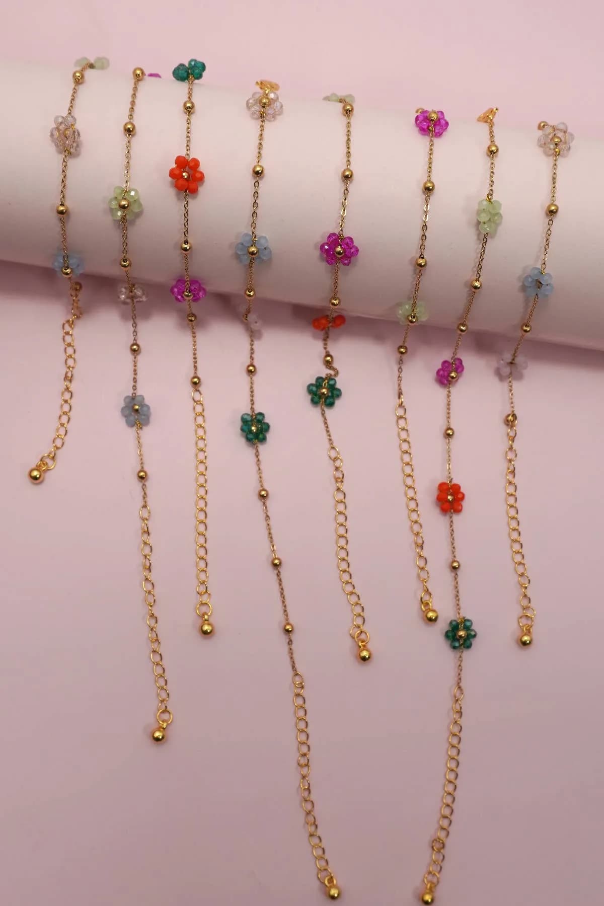 Summer Multi Beaded Flower Charm Bracelet