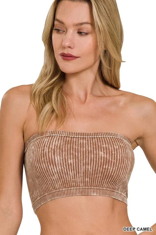 Washed Ribbed Seamless Tube Top Zenana in Multiple Colors