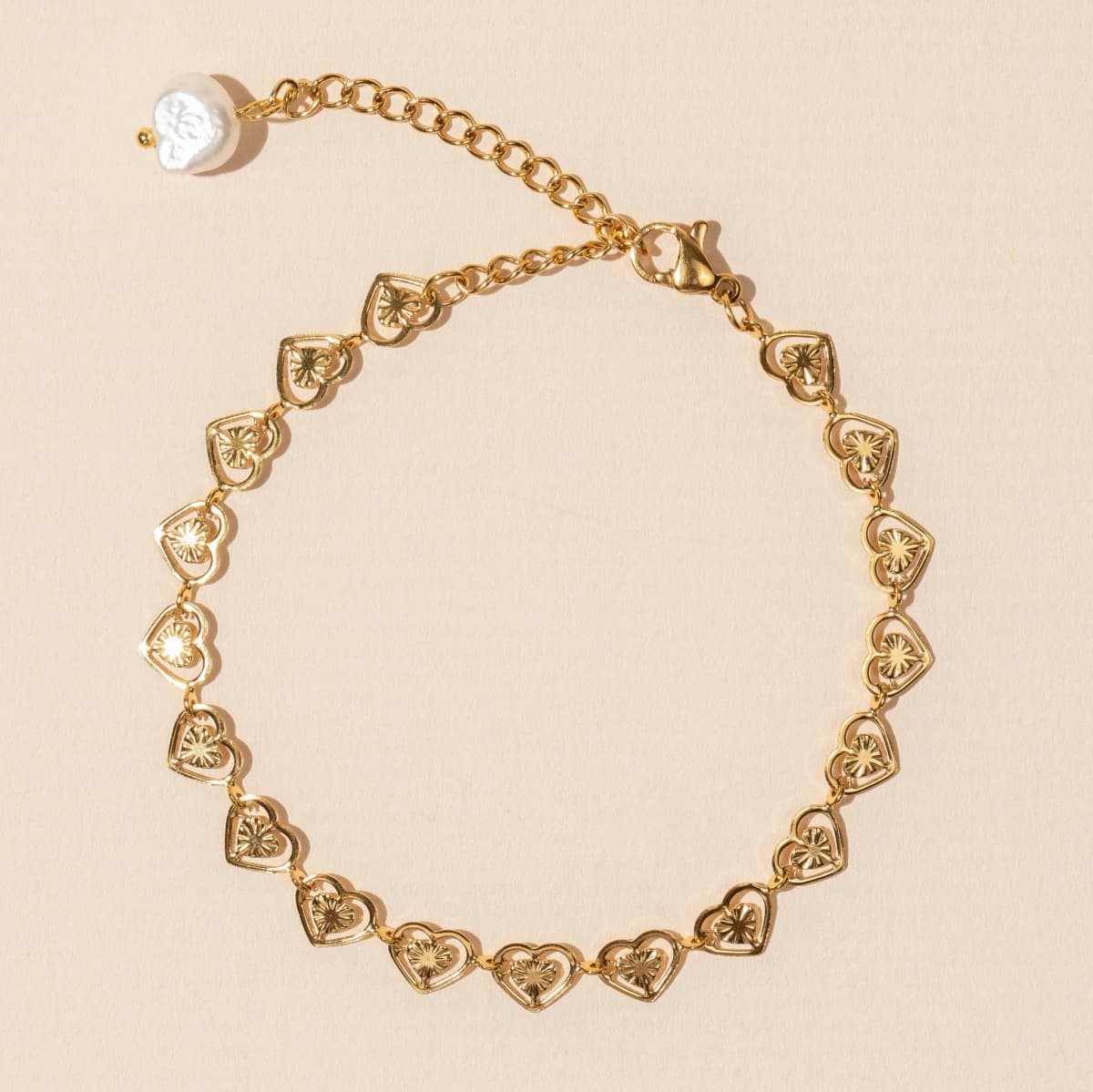 Stainless Steel Heart Linked Bracelet