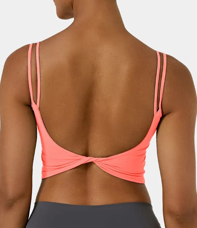Double Straps Backless Twisted Cropped Yoga Tank Top Halara