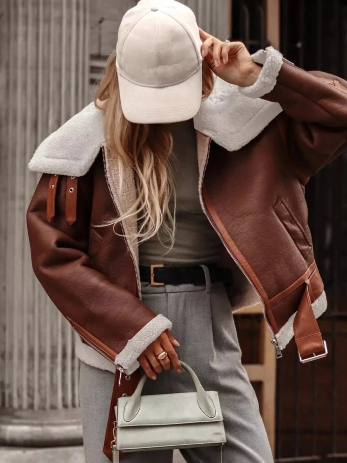 Shearling Lined Zip Up Jacket