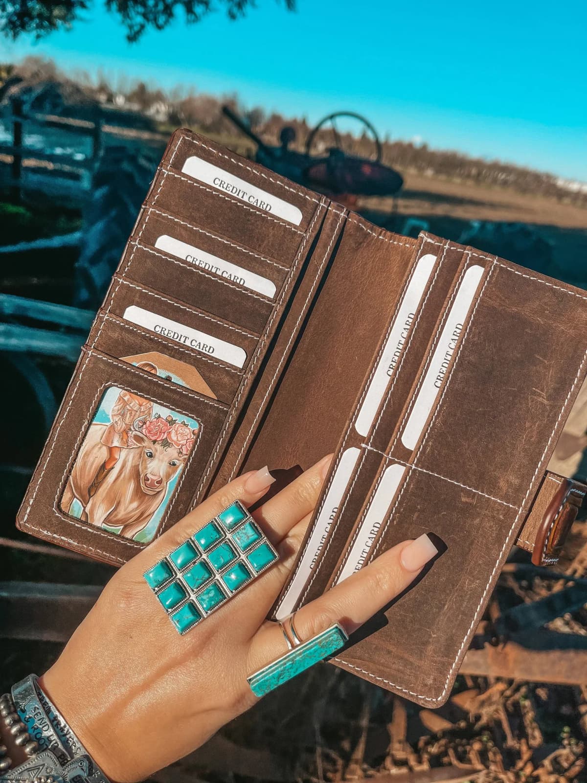 The Avery Sunflower Cowhide Wallet Haute Southern Hyde