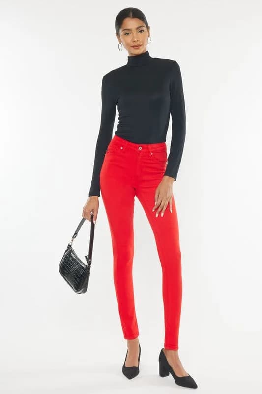 High Rise Skinny Red Jeans by KanCan